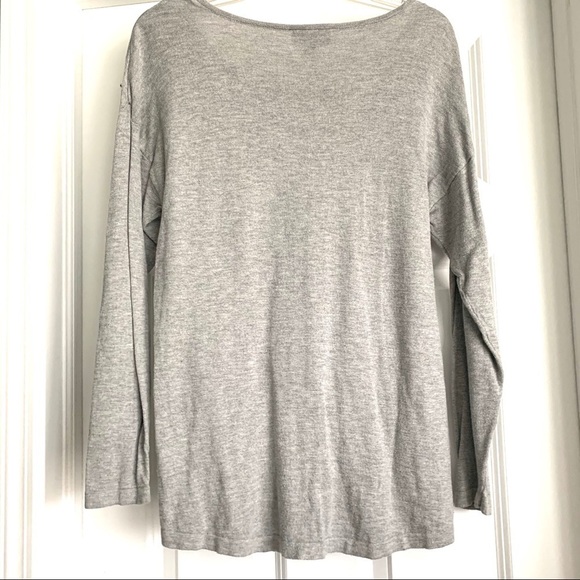 AB Studio Gray Long Sleeve Sweater Pearl Sparkle S - Picture 7 of 9